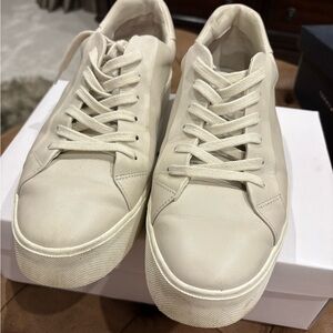 VINCE Cream Leather Sneakers